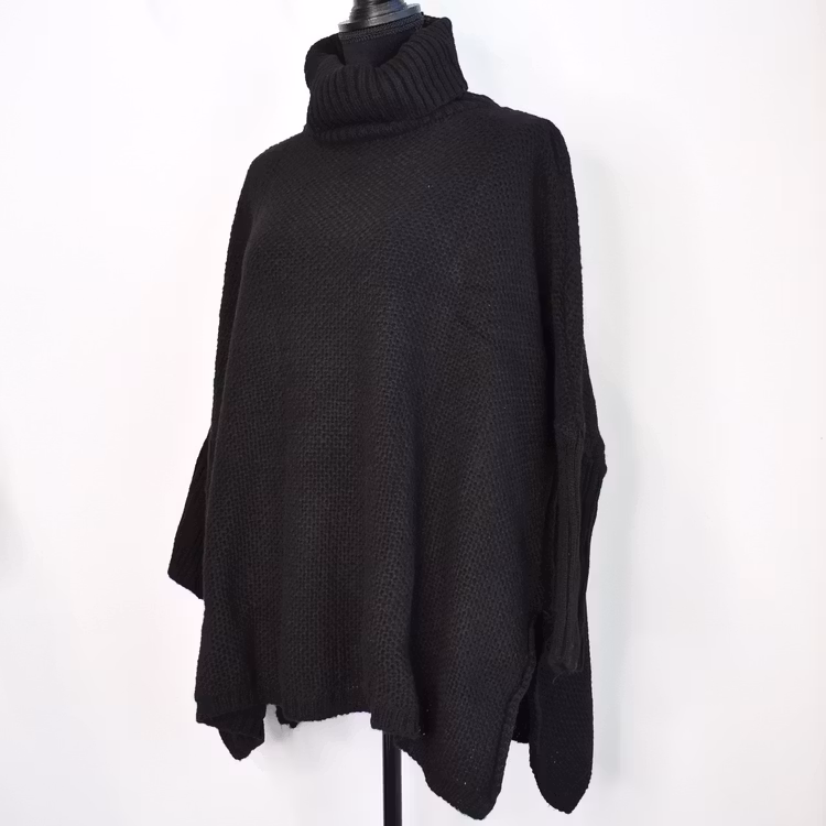 Stickad Polotröja Over Sized SVART