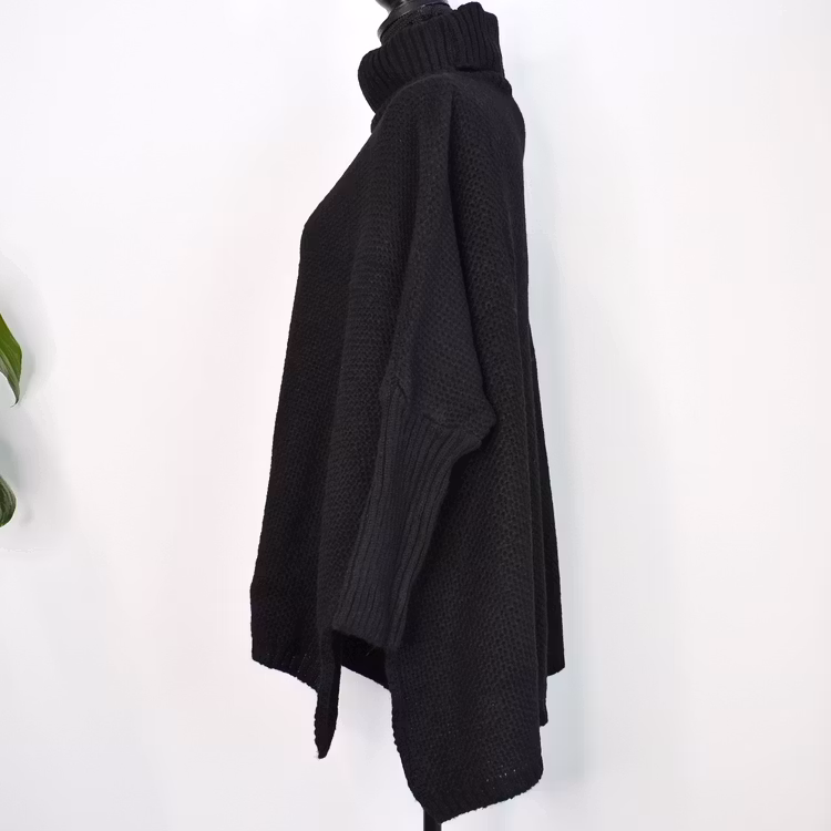 Stickad Polotröja Over Sized SVART