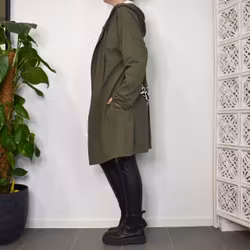 Bomullskofta med huva Peace KAKI