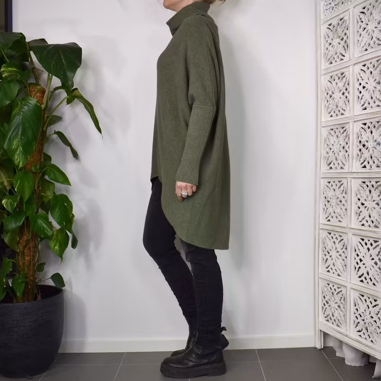 Lång Polotröja Over Size KAKI
