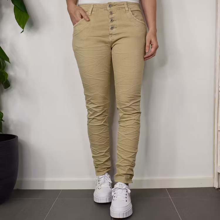 Jeans med knappar LJUS CAMEL - Place du Jour