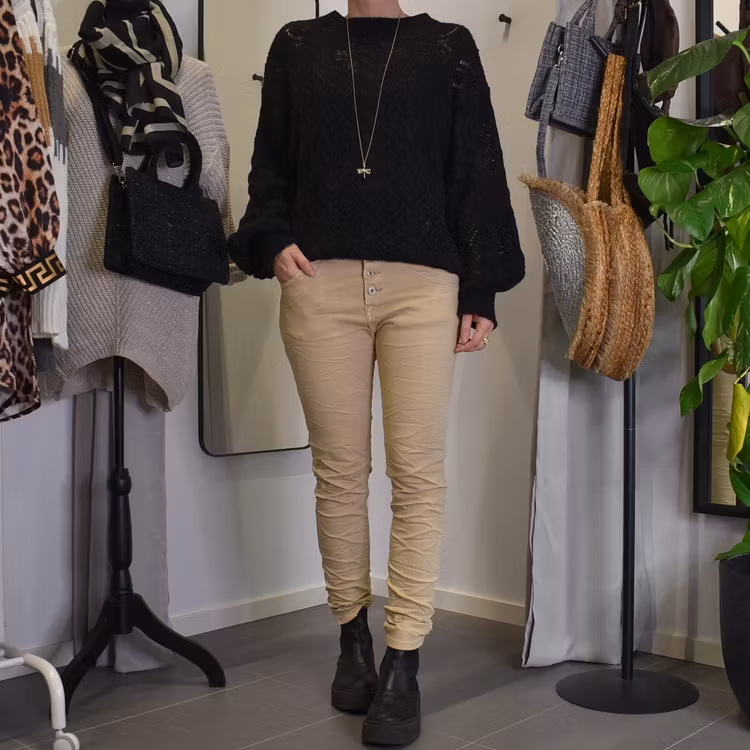 Jeans med knappar LJUS CAMEL - Place du Jour