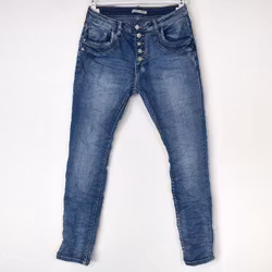 Jeans med dekorativa knappar BLÅ - Place du Jour