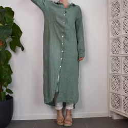 Lång skjortklänning i linne OCEAN