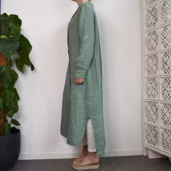 Lång skjortklänning i linne OCEAN