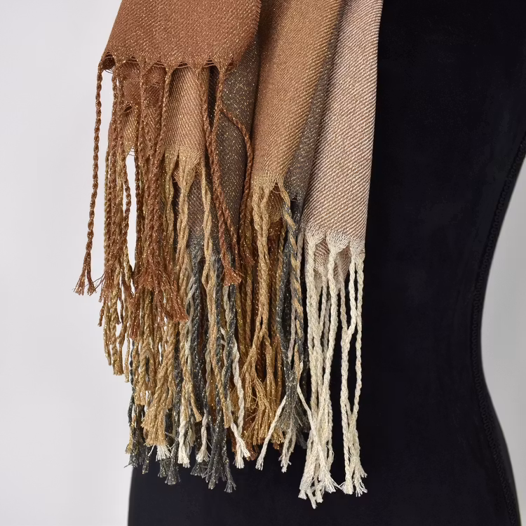 Halsduk Rutig Glitter TAUPE