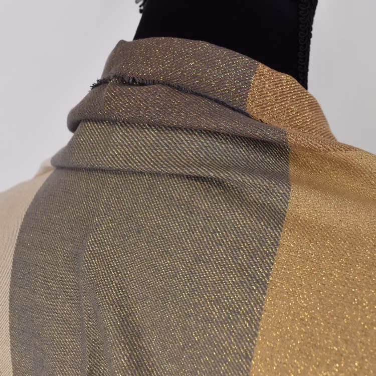 Halsduk Rutig Glitter TAUPE