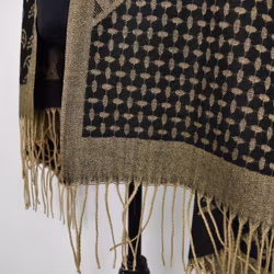 Halsduk med fransar Glitter SVART/GULD