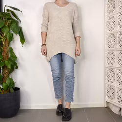 Lång Stickad Tröja Lurex BEIGE