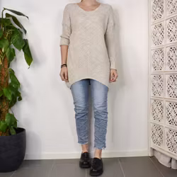 Lång Stickad Tröja Lurex BEIGE