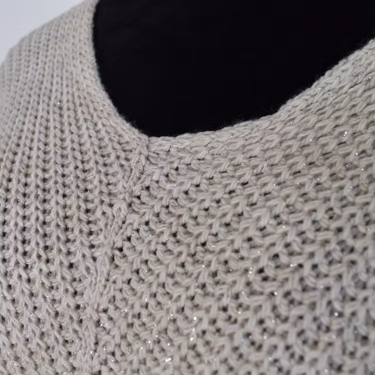 Lång Stickad Tröja Lurex BEIGE