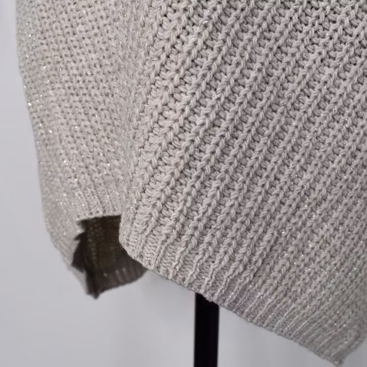 Lång Stickad Tröja Lurex BEIGE