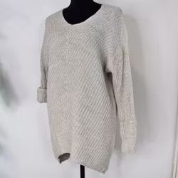 Lång Stickad Tröja Lurex BEIGE