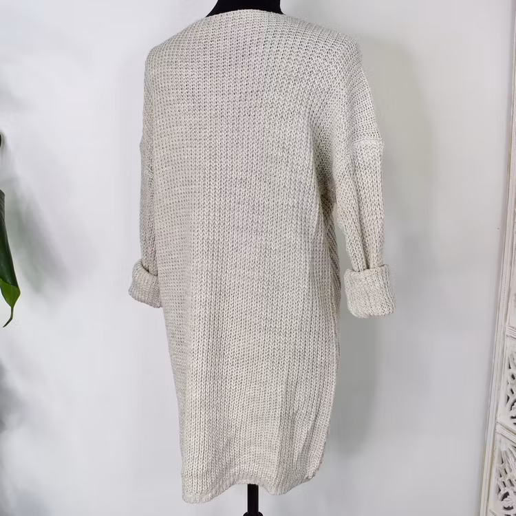 Lång Stickad Tröja Lurex BEIGE