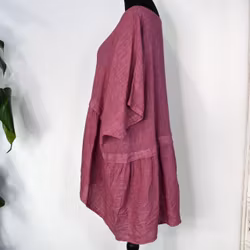 Linnetunika med volang FUSCHIA