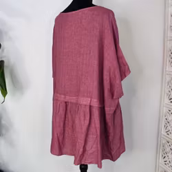 Linnetunika med volang FUSCHIA