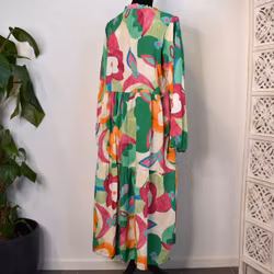 Klänning Storblommig MÖRK GRÖN