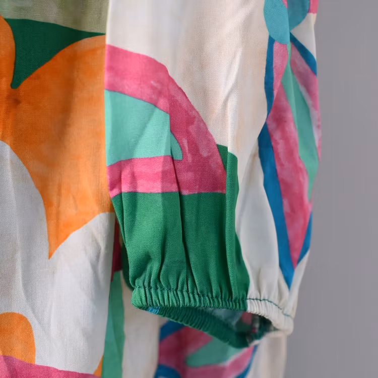 Klänning Storblommig MÖRK GRÖN