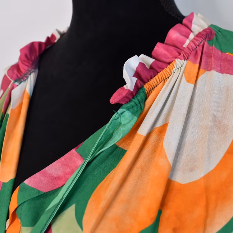 Klänning Storblommig MÖRK GRÖN