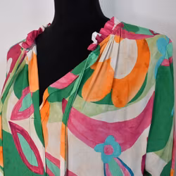 Klänning Storblommig MÖRK GRÖN