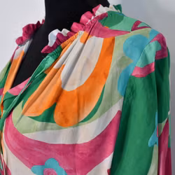 Klänning Storblommig MÖRK GRÖN