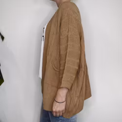 Kort Kabelstickad Cardigan CAMEL