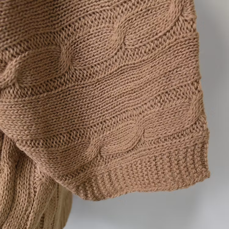 Kort Kabelstickad Cardigan CAMEL