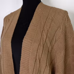 Kort Kabelstickad Cardigan CAMEL