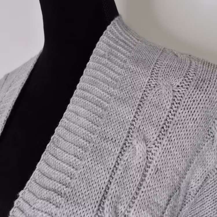 Kort Kabelstickad Cardigan LJUSGRÅ