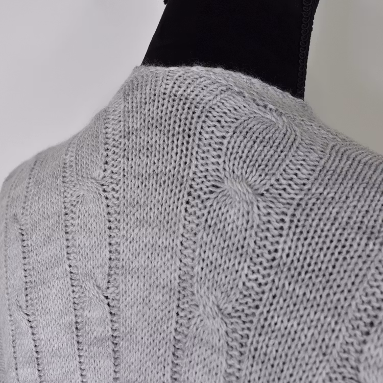 Kort Kabelstickad Cardigan LJUSGRÅ