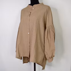 Storskjorta Randig MÖRKBEIGE - Nowomanslabel