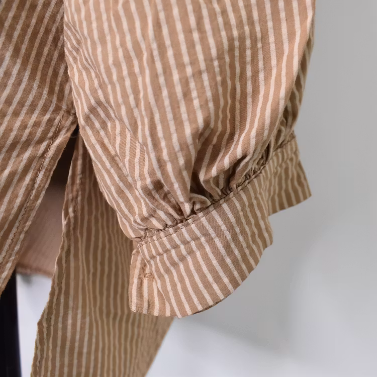 Storskjorta Randig MÖRKBEIGE - Nowomanslabel