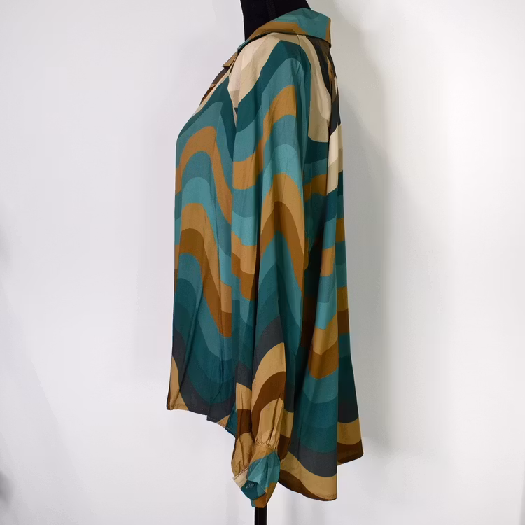 Blus Kira Retro TURKOS - Nowomanslabel