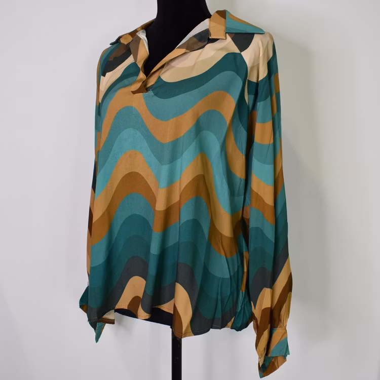 Blus Kira Retro TURKOS - Nowomanslabel