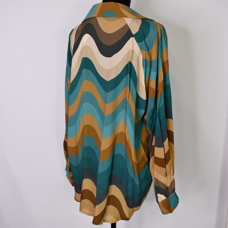 Blus Kira Retro TURKOS - Nowomanslabel