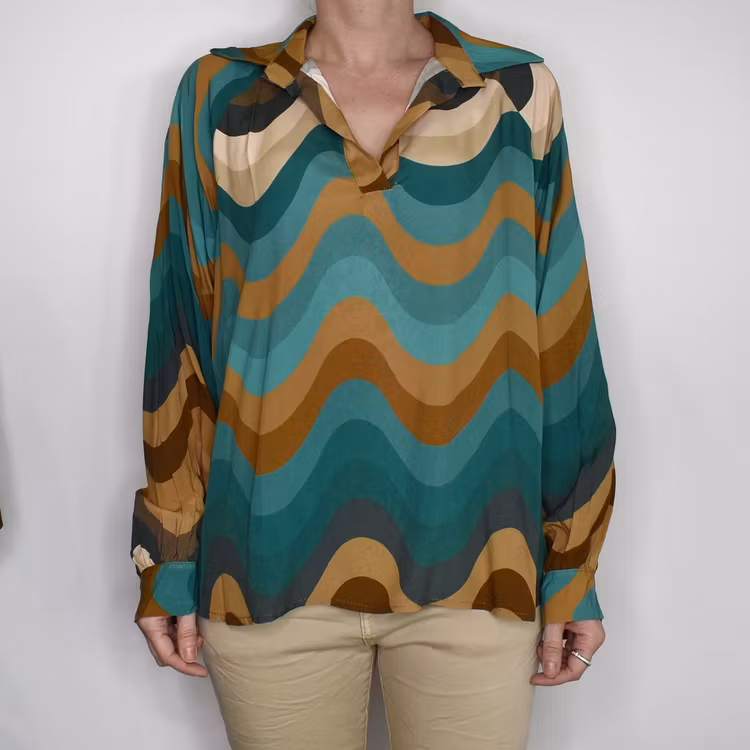 Blus Kira Retro TURKOS - Nowomanslabel