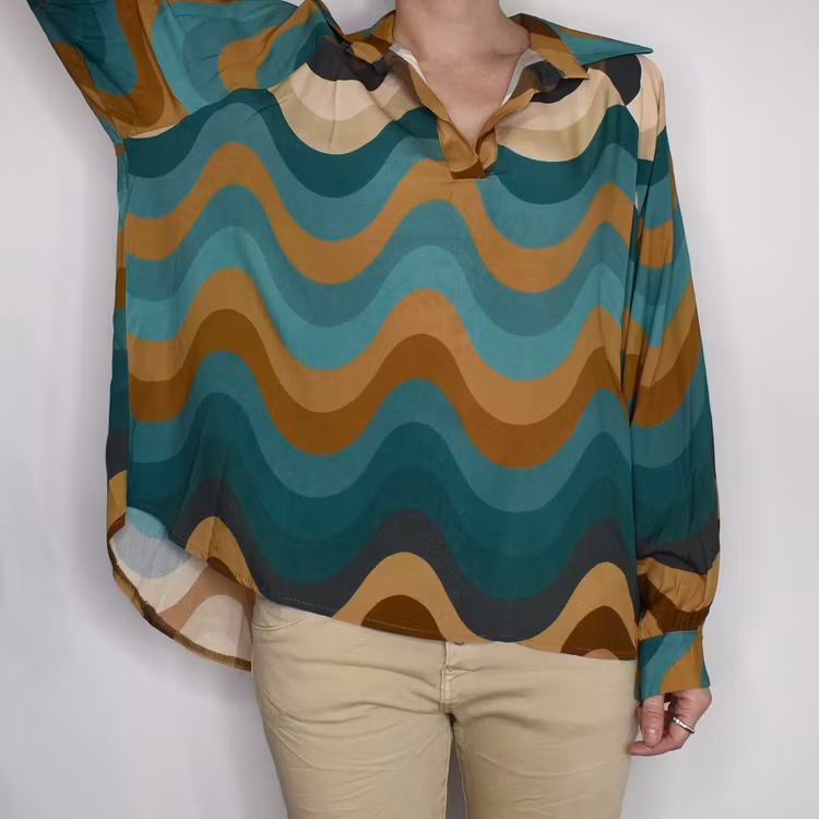 Blus Kira Retro TURKOS - Nowomanslabel