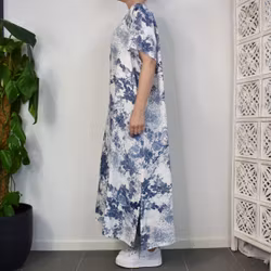 Linneklänning Maria VIT/BLÅ - Stajl Agenturer