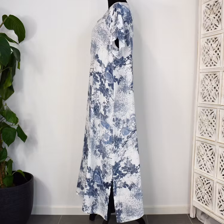 Linneklänning Maria VIT/BLÅ - Stajl Agenturer