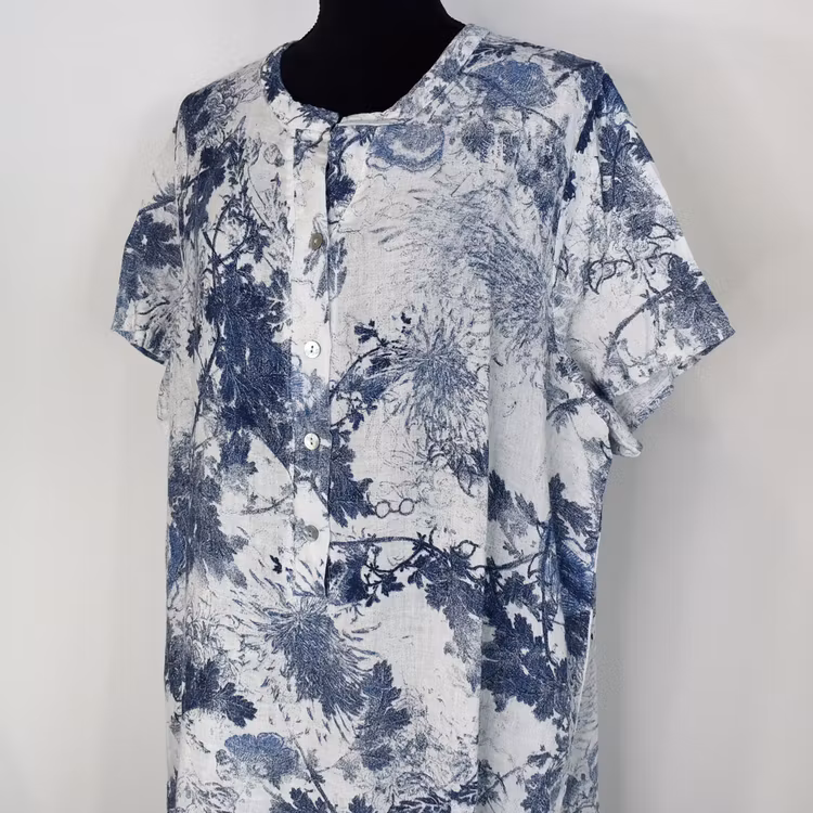 Linneklänning Maria VIT/BLÅ - Stajl Agenturer