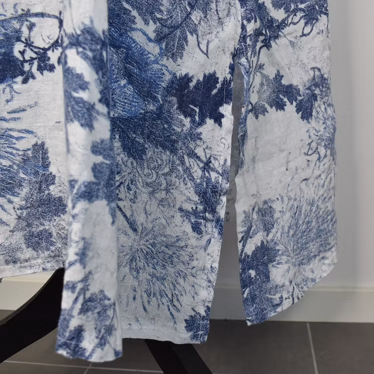 Linneklänning Maria VIT/BLÅ - Stajl Agenturer