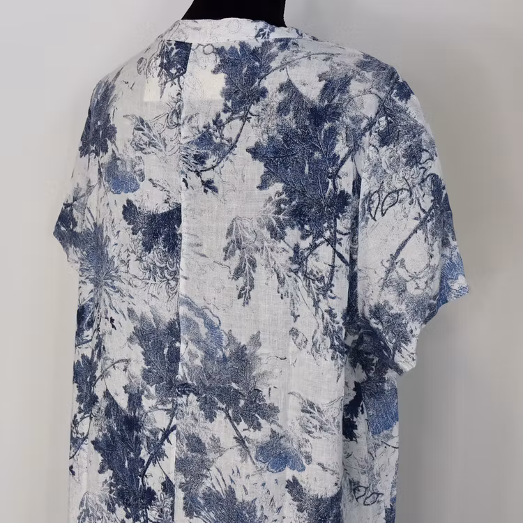 Linneklänning Maria VIT/BLÅ - Stajl Agenturer