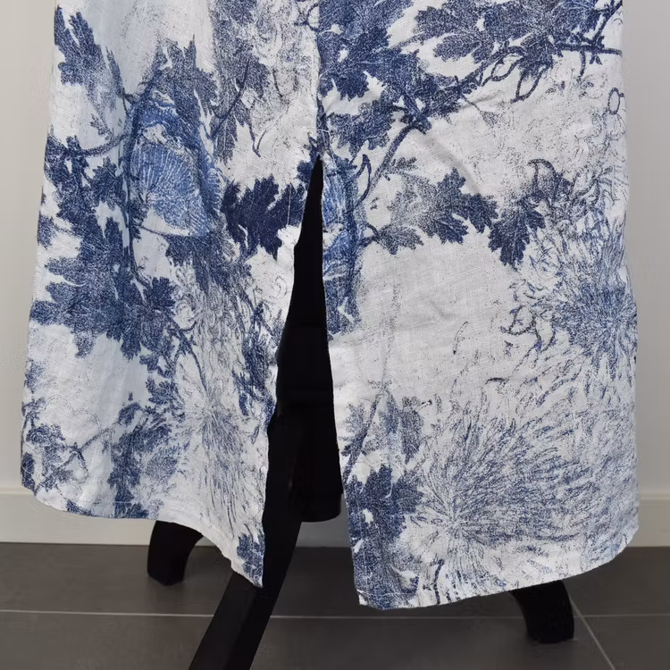 Linneklänning Maria VIT/BLÅ - Stajl Agenturer