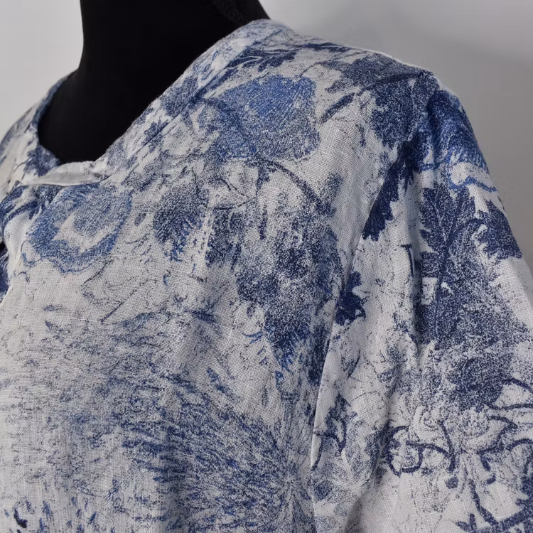 Linneklänning Maria VIT/BLÅ - Stajl Agenturer