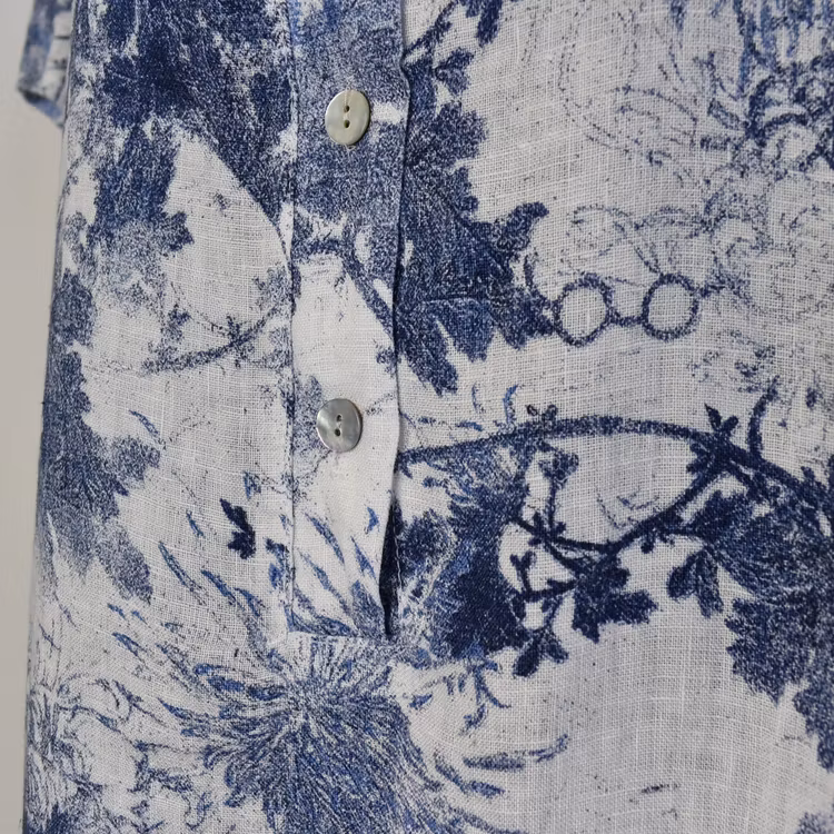 Linneklänning Maria VIT/BLÅ - Stajl Agenturer