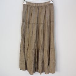 Linnekjol med volanger TAUPE
