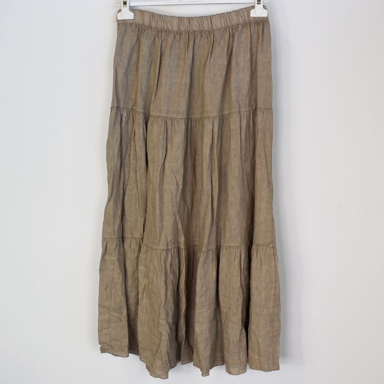 Linnekjol med volanger TAUPE