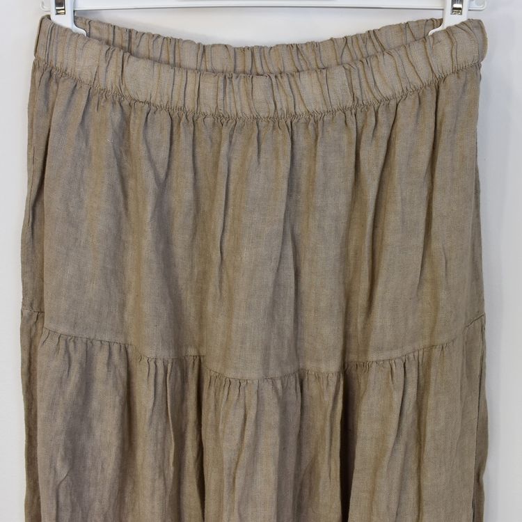 Linnekjol med volanger TAUPE