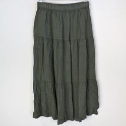 Linnekjol med volanger KAKI