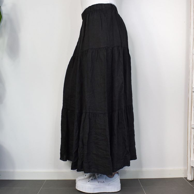 Linnekjol med volang ANTRACIT